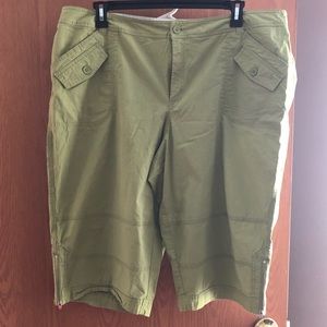 Lane Bryant Sage Green Capris with Zippered Cuffs